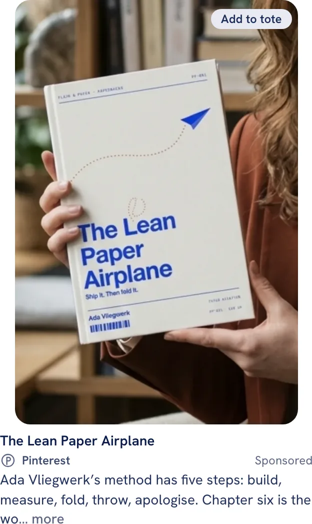 The sample ad staged as a standard Pinterest Pin: a tall photo of the book cover with the title beneath